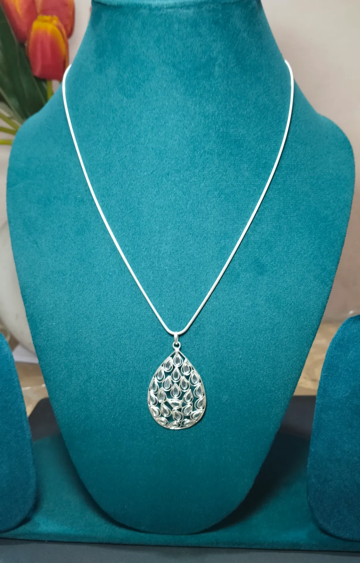 Polki Silver Pendant