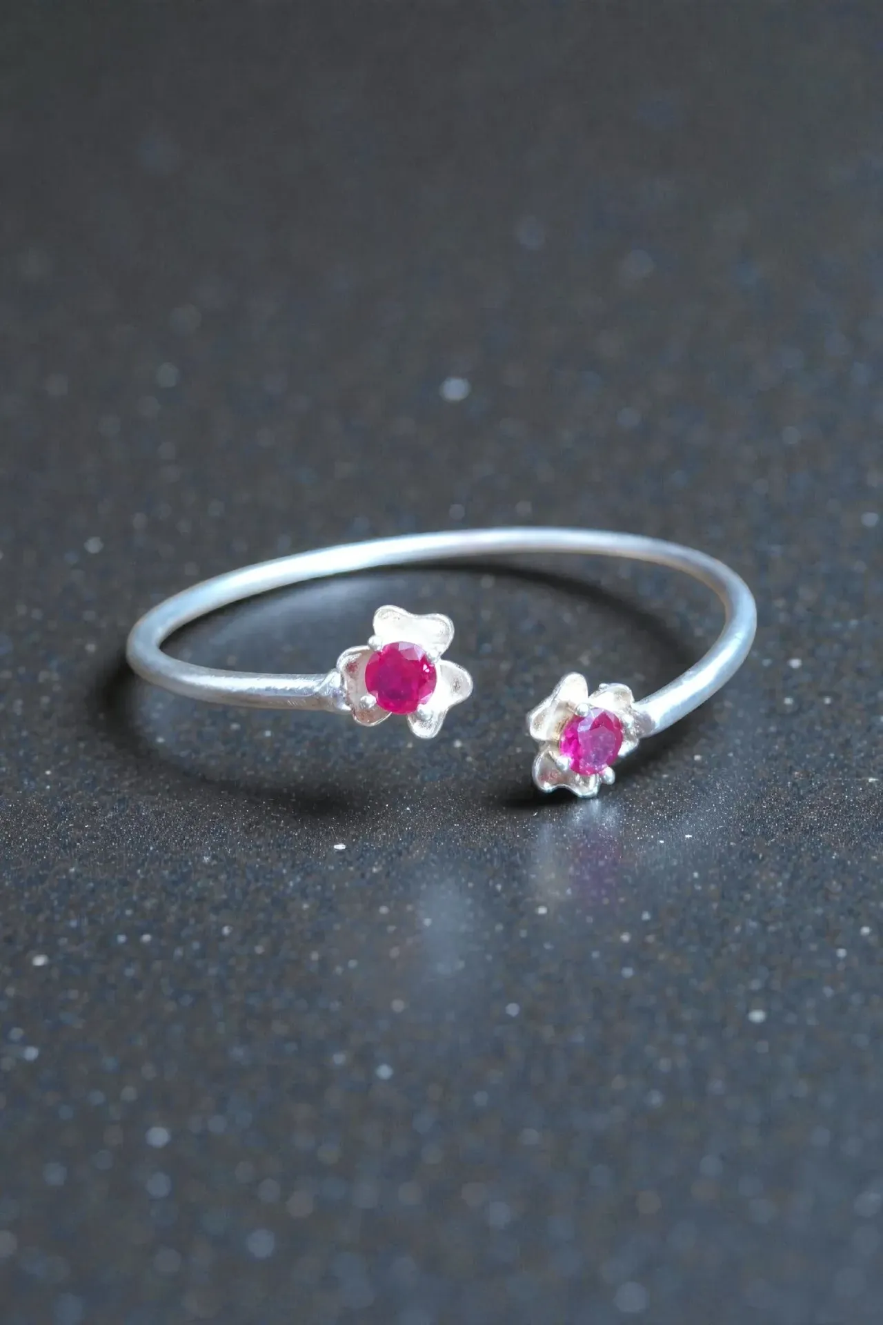 Anura Ruby silver cuff