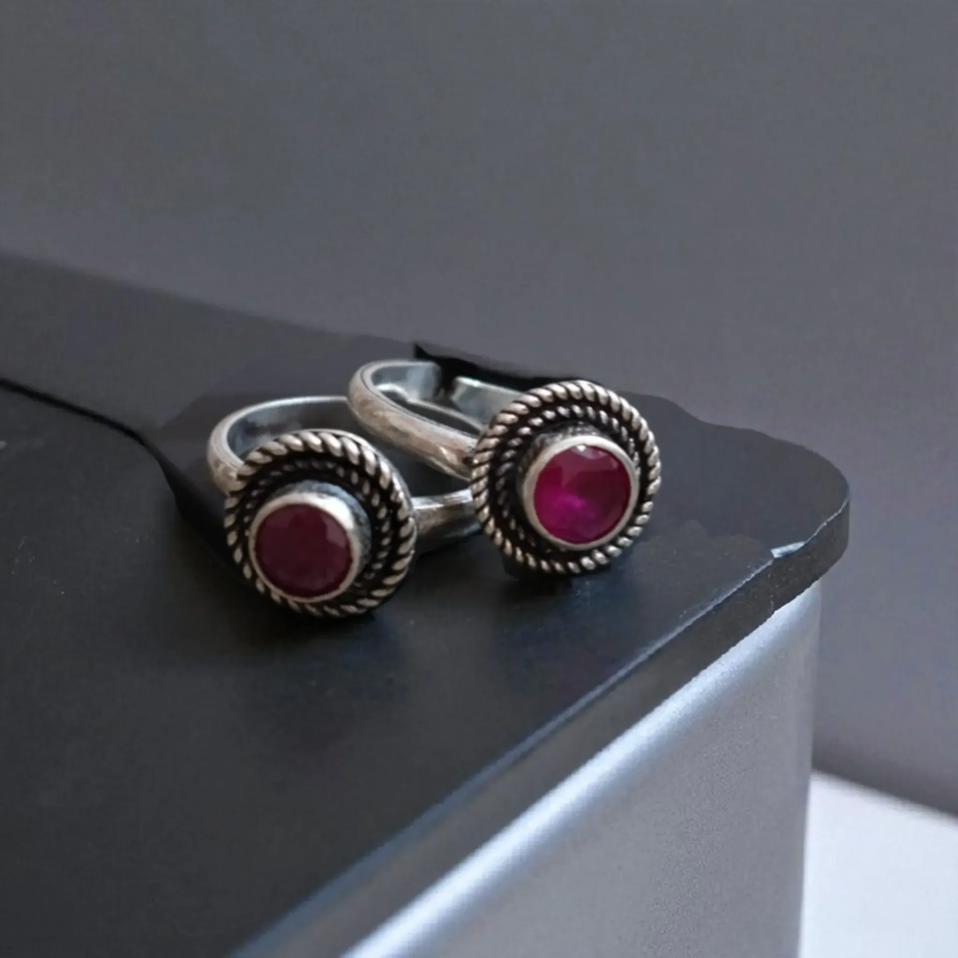 Aarohi Ruby Charm Toe Rings