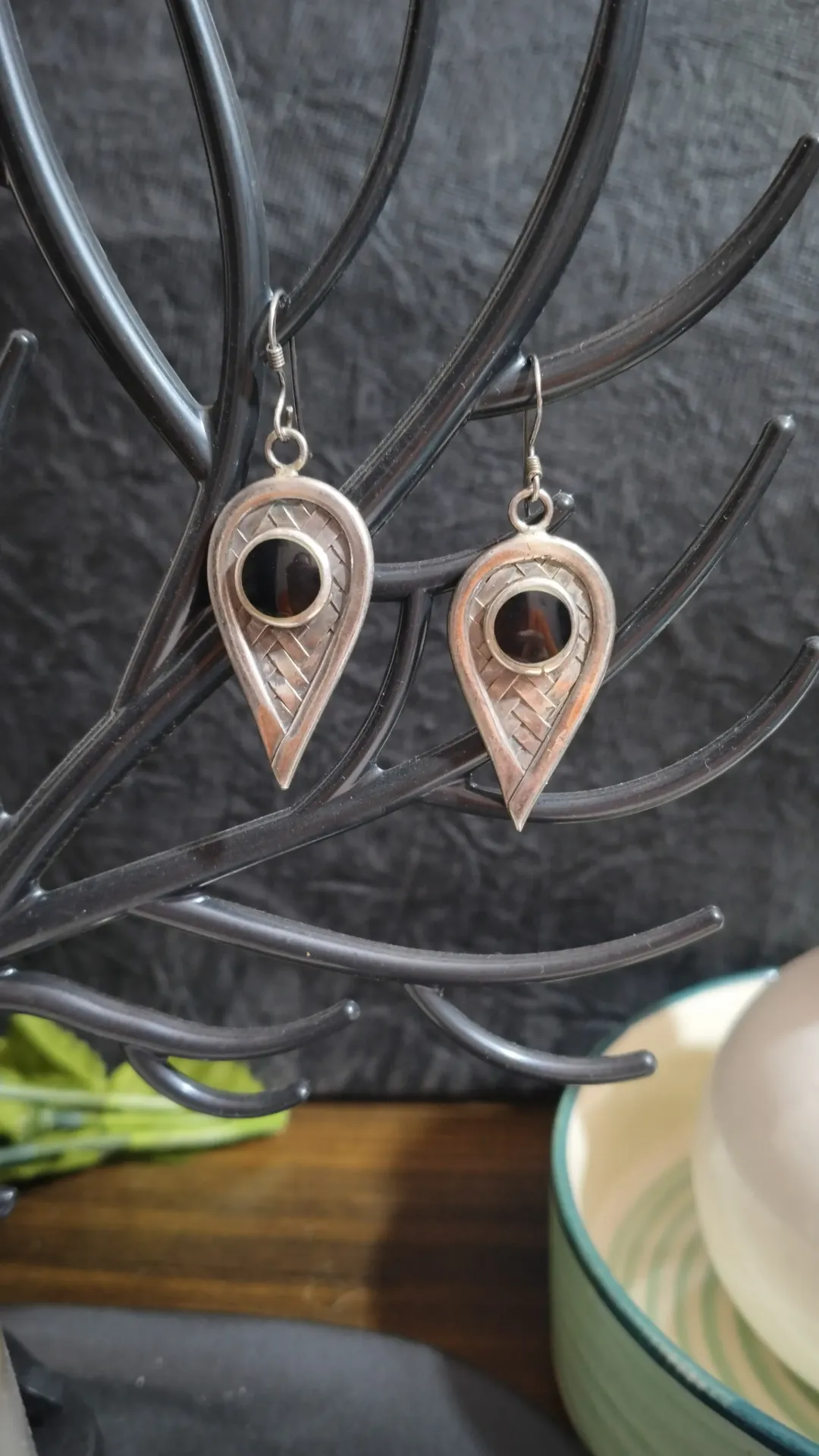 Boho Black Onyx Teardrop Earrings
