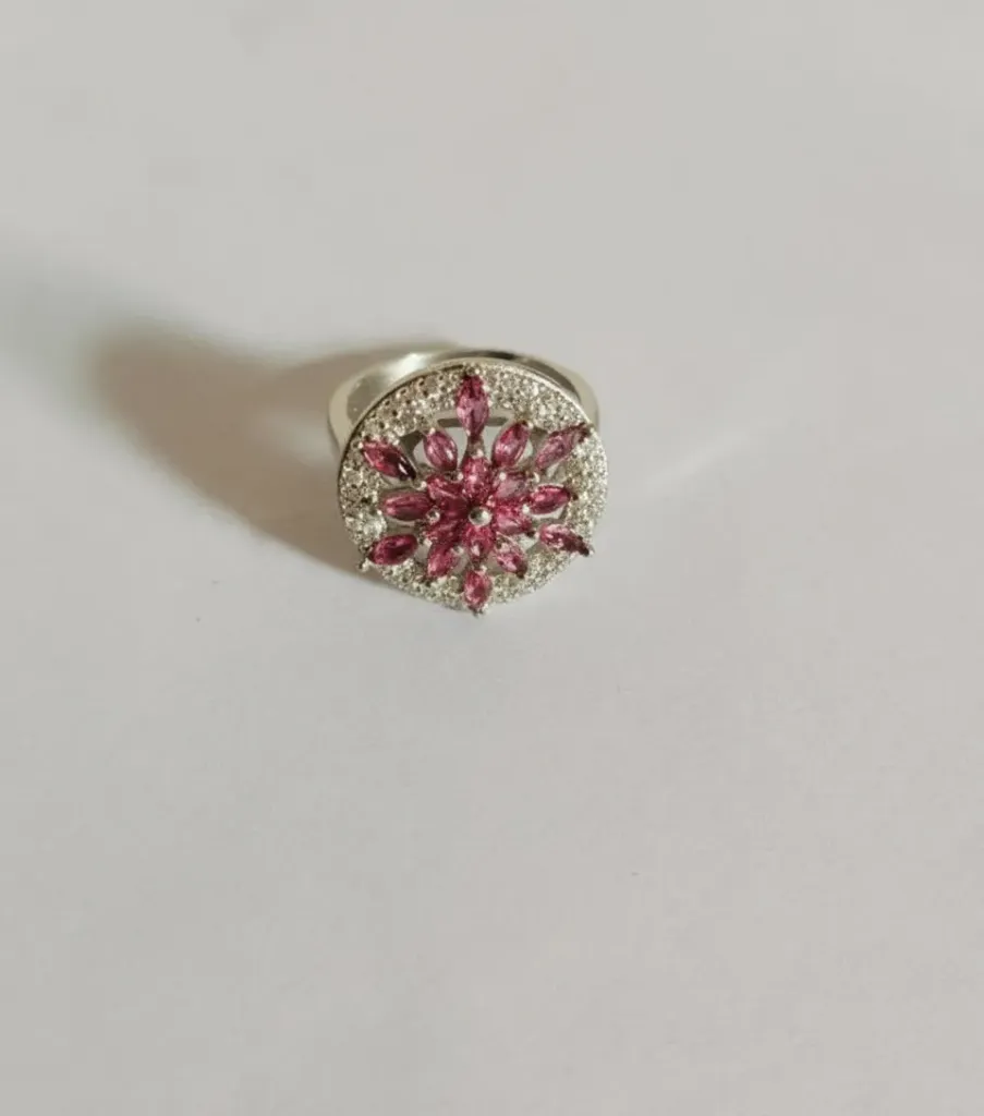 Pink Blossom Halo Ring